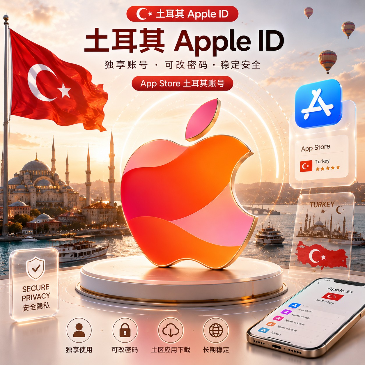 土耳其Apple ID｜稳定老号｜带密保｜海外App Store下载