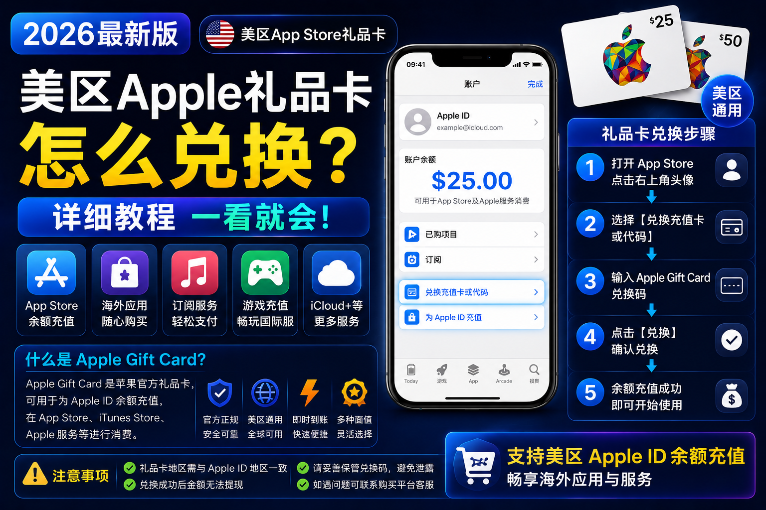 美区Apple礼品卡怎么兑换？详细教程（2026最新版）